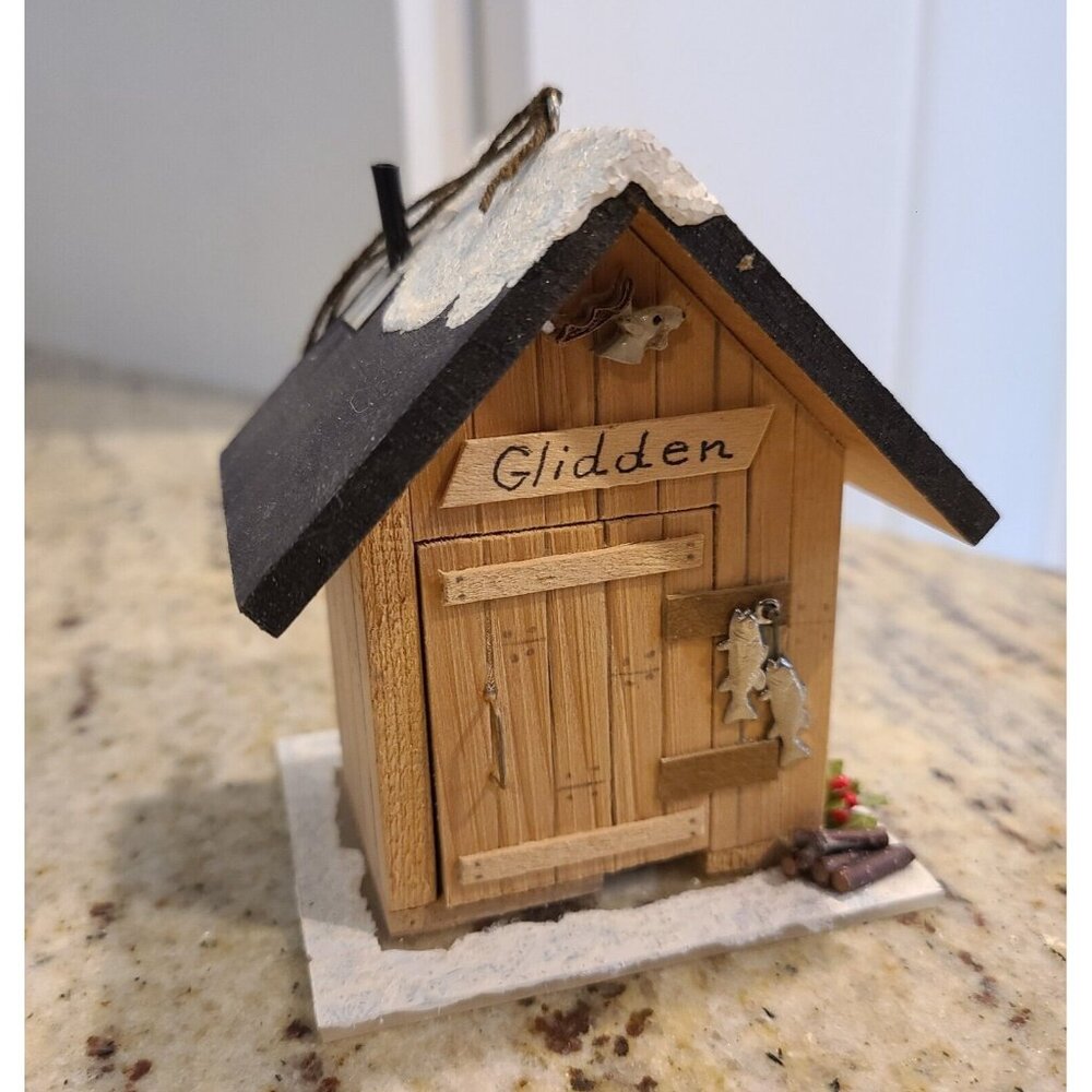 Wooden Miniature Fishing Shack Maine Realistic Christmas Ornament